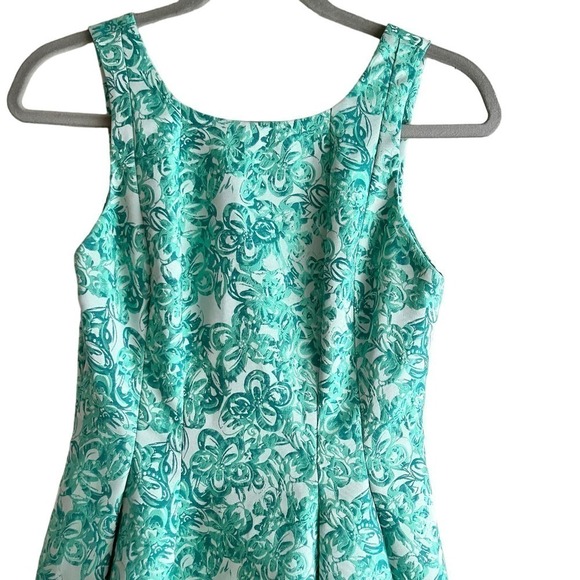 Yoana Baraschi Fit & Flare Jacquard Cocktail Dress in‎ Green Florals, Size 2 - Picture 2 of 13